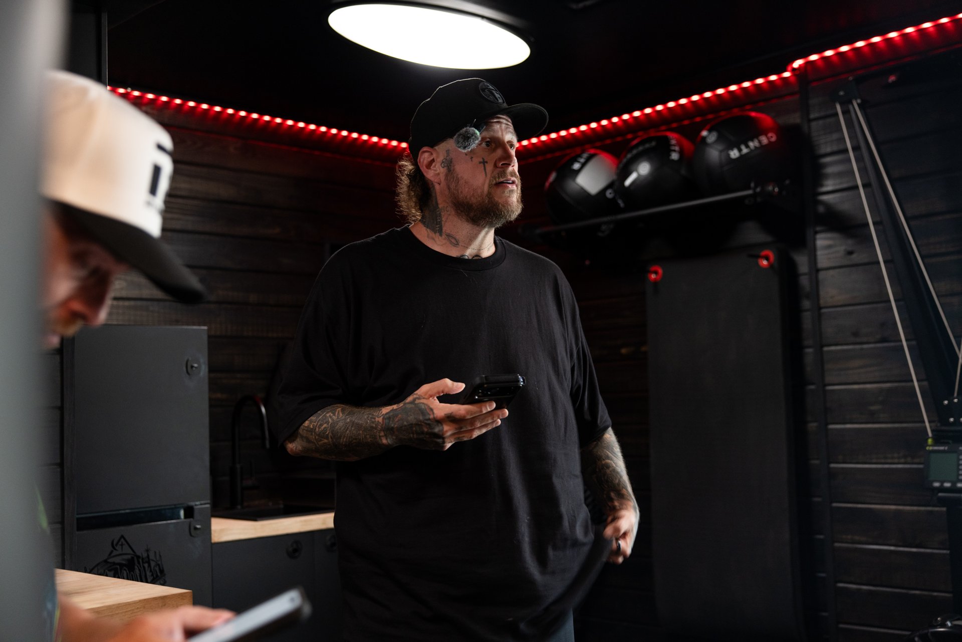 Custom gym trailer interior during the reveal